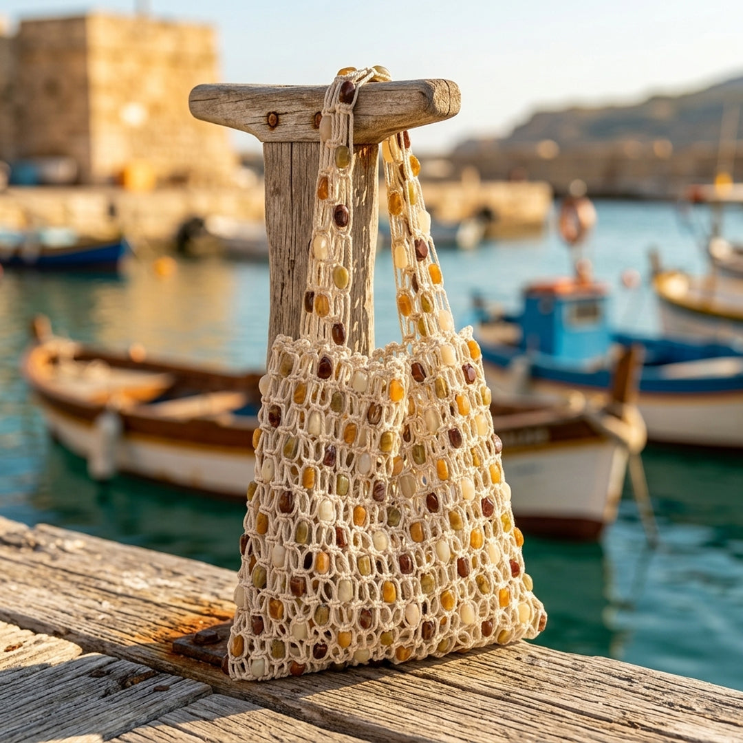Calla Beaded Net Tote