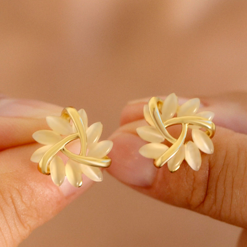 Geometric Opal Petal Earrings