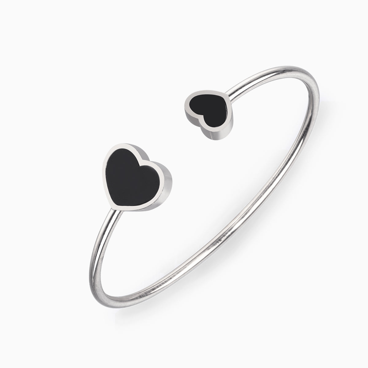 Double Black Heart Cuff Bangle