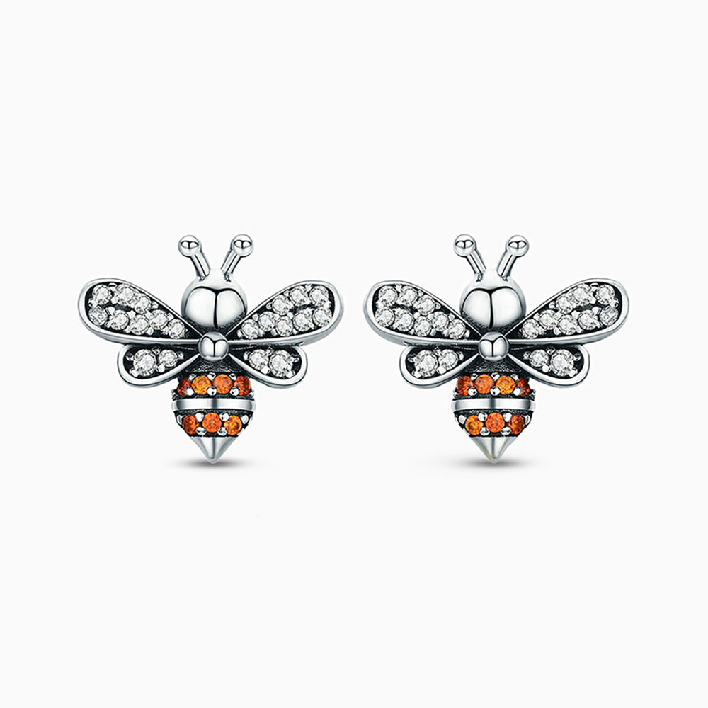 Sparkling Bee Stud Earrings