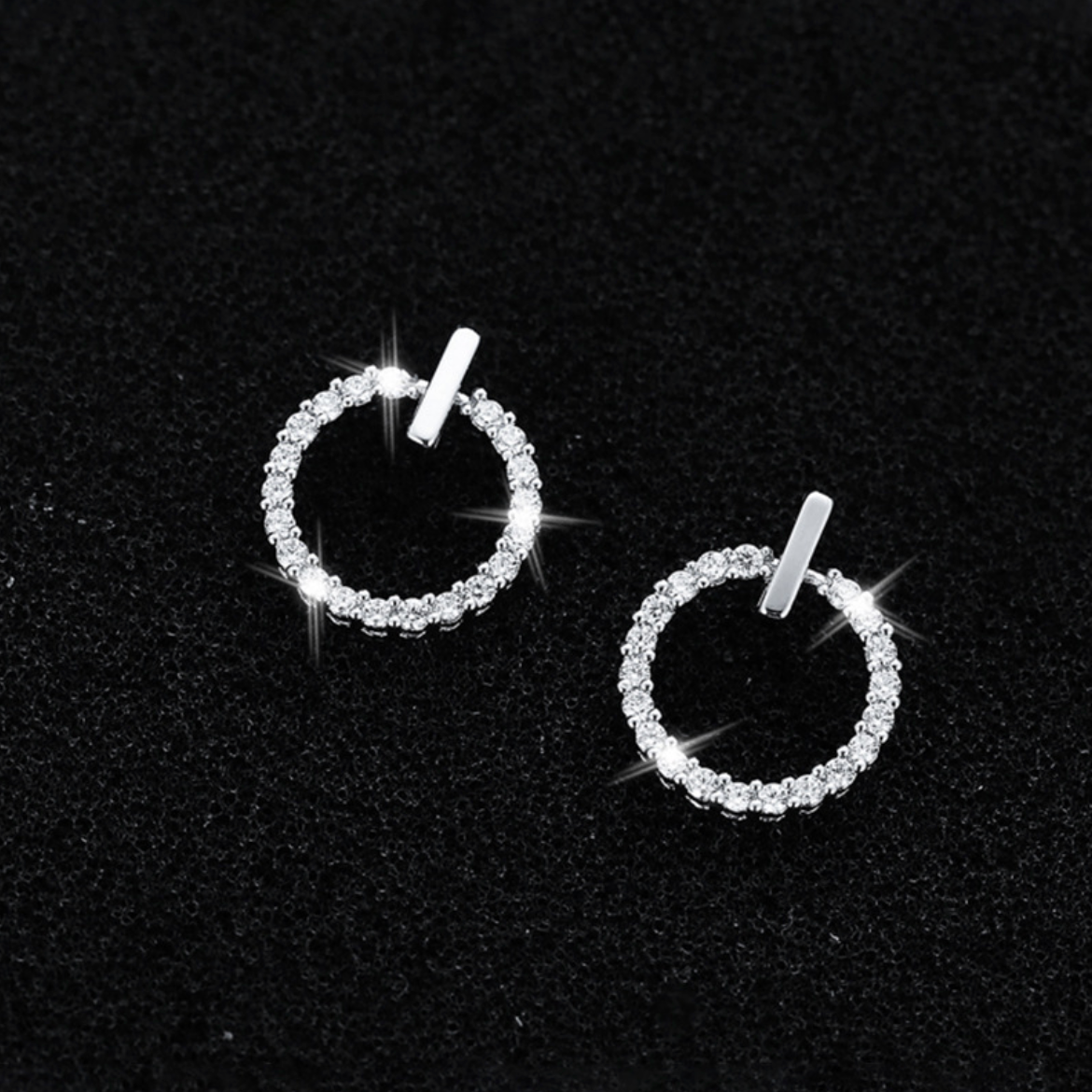 Sparkling Open Circle Stud Earrings